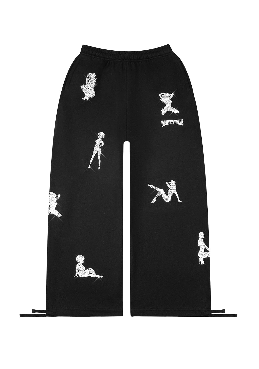 UNREALISTIC IDEALS RHINESTONE OVERSIZED SWEATPANTS BLACK