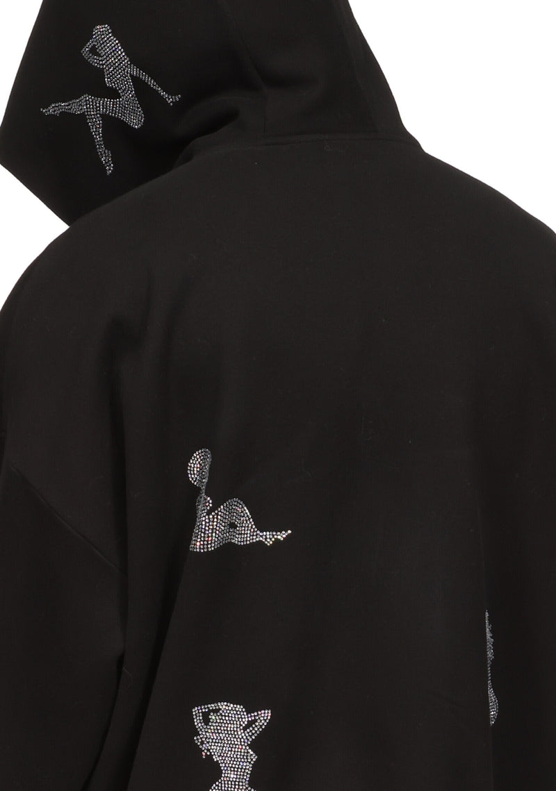 UNREALISTIC IDEALS RHINESTONE ZIP HOODIE BLACK