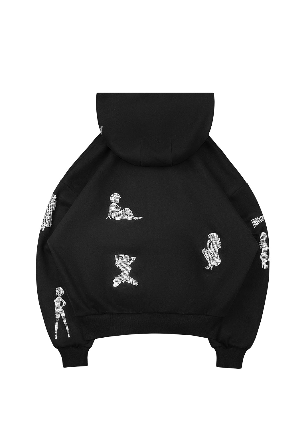 UNREALISTIC IDEALS RHINESTONE ZIP HOODIE BLACK