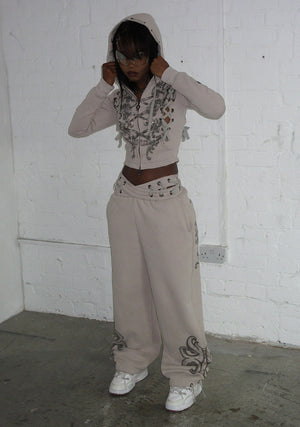 VENDETTA LACE UP OVERSIZED SWEATPANTS BONE