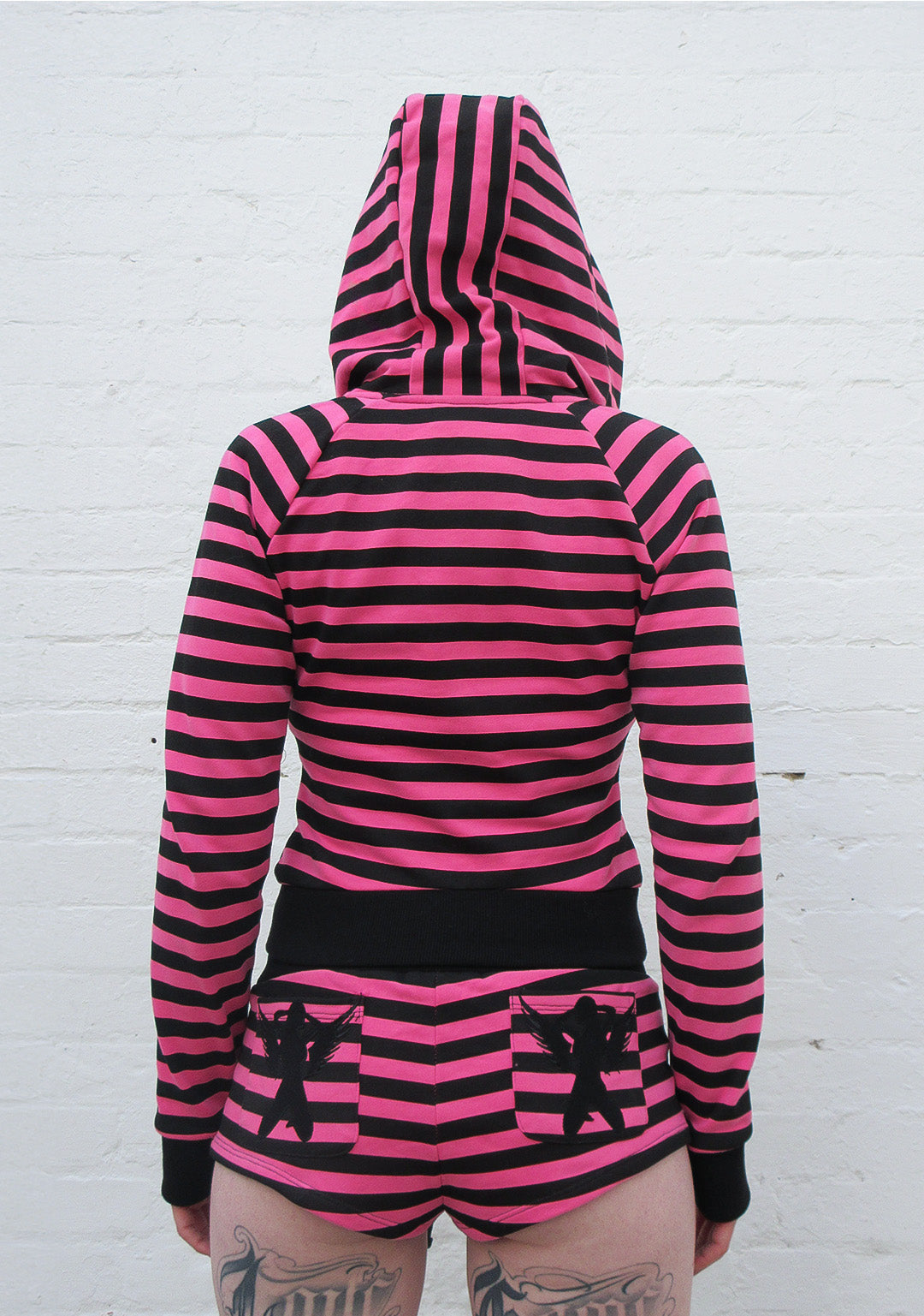 Vice Rhinestone Fitted Hoodie Hot Pink Stripe – NAMED COLLECTIVE®