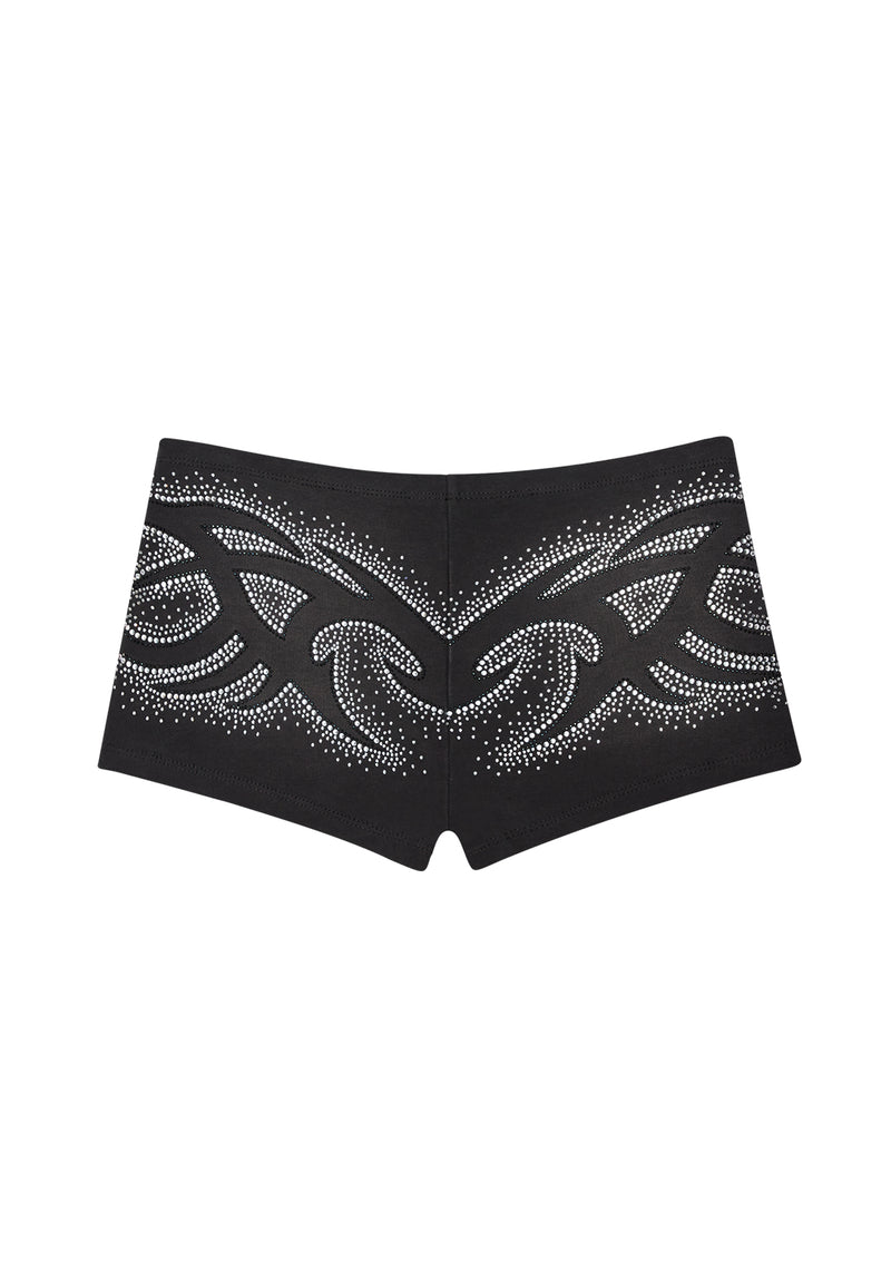VISION RHINESTONE HOTPANTS WASHED BLACK