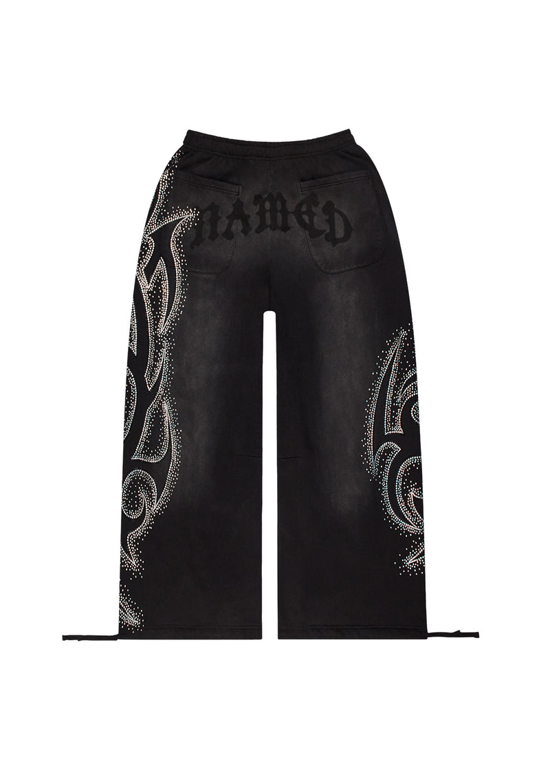 VISION RHINESTONE OVERSIZED SWEATPANTS WASHED BLACK