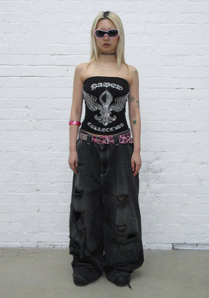 VORTEX RHINESTONE TUBE TOP BLACK