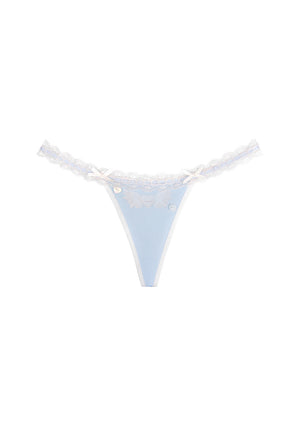 WHISPER LACE TRIM THONG BABY BLUE