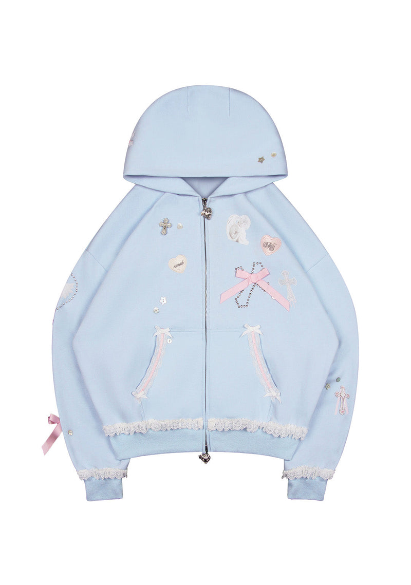 WHISPER ZIP HOODIE BABY BLUE