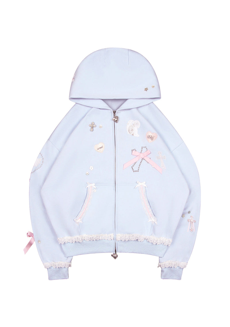 WHISPER ZIP HOODIE BABY BLUE