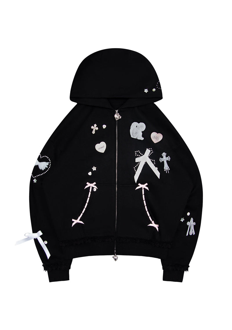 WHISPER ZIP HOODIE BLACK