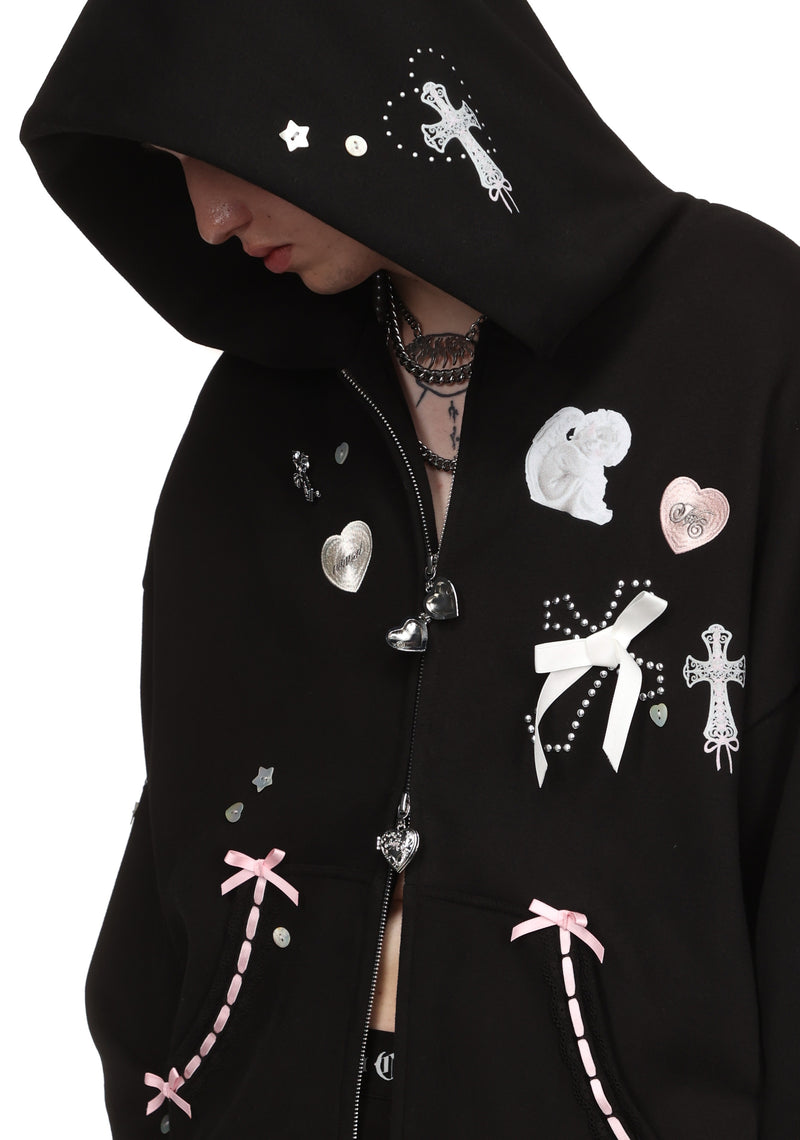 WHISPER ZIP HOODIE BLACK