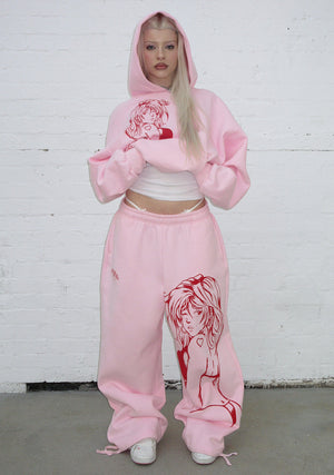 X-RATED OVERSIZED SWEATPANTS BABY PINK