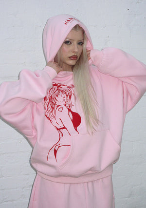 X-RATED PULLOVER HOODIE BABY PINK