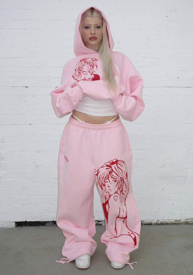 X-RATED PULLOVER HOODIE BABY PINK